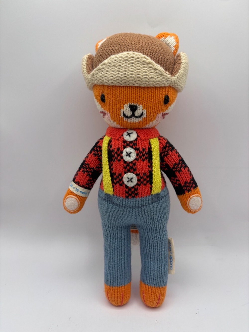 Cuddle And Kind Wyatt Fox Lumberjack Knit 13inch Plush Doll Handmade Peru